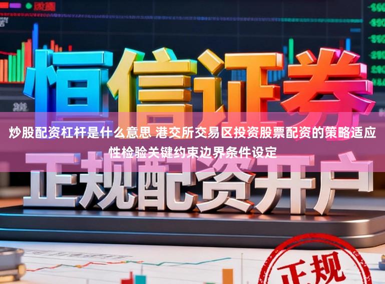 炒股配资杠杆是什么意思 港交所交易区投资股票配资的策略适应性检验关键约束边界条件设定